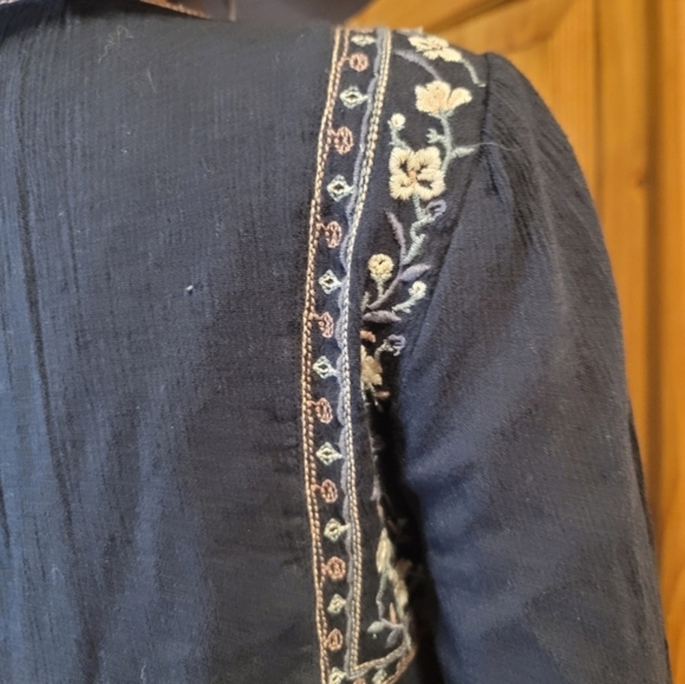 Abercrombie And‎ Fitch Navy Blue Embroidered Women's Dress - Picture 5 of 5